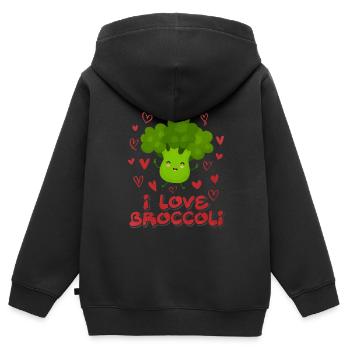 Brocolis - Sweat Premium à capuche zippé enfant bio - noir - Dos - AI Model Kid Male (0cm)