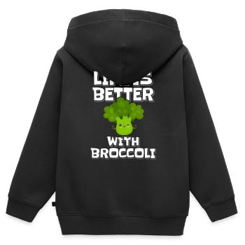 Brokkoli - Kinder Premium Organic Zip Hoodie - Schwarz - Hinten - AI Model Kid Male (0cm)