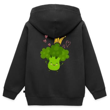 Brokkoli - Kinder Premium Organic Zip Hoodie - Schwarz - Hinten - AI Model Kid Male (0cm)