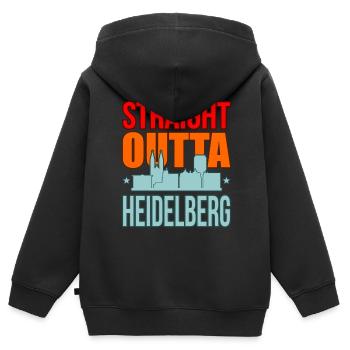 Heidelberg - Kinder Premium Organic Zip Hoodie - Schwarz - Hinten - AI Model Kid Male (0cm)