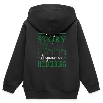 Heidelberg - Kinder Premium Organic Zip Hoodie - Schwarz - Hinten - AI Model Kid Male (0cm)