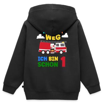 Aus dem Weg Ich bin schon 1 - 1. Geburtstag 1 - Kinder Premium Organic Zip Hoodie - Schwarz - Hinten - AI Model Kid Male (0cm)