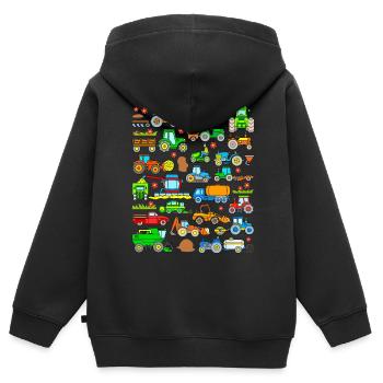 Tracteurs Véhicules agricoles Moissonneuses-batteuses - Sweat Premium à capuche zippé enfant bio - noir - Dos - AI Model Kid Male (0cm)
