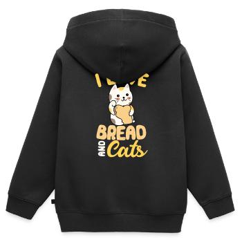 Katzen Und Brot - Kinder Premium Organic Zip Hoodie - Schwarz - Hinten - AI Model Kid Male (0cm)