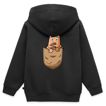 Brot - Kinder Premium Organic Zip Hoodie - Schwarz - Hinten - AI Model Kid Male (0cm)