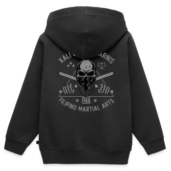 Kali Escrima Arnis FMA Arts martiaux philippins - Sweat Premium à capuche zippé enfant bio - noir - Dos - AI Model Kid Male (0cm)