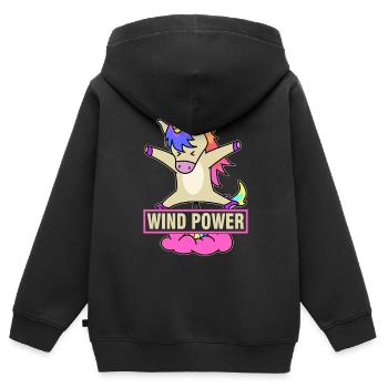 Wind Power - Unicorn - Kinder Premium Organic Zip Hoodie - Schwarz - Hinten - AI Model Kid Male (0cm)