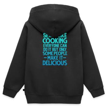 Cuisine cuisine cuisine cuisine restaurant chef cadeau - Sweat Premium à capuche zippé enfant bio - noir - Dos - AI Model Kid Male (0cm)