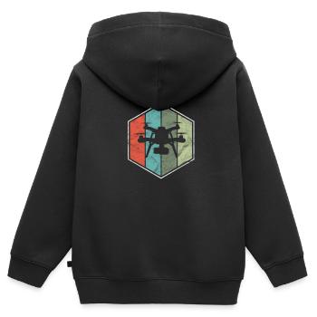 Drohne - Kinder Premium Organic Zip Hoodie - Schwarz - Hinten - AI Model Kid Male (0cm)