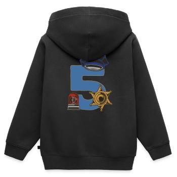Ich bin schon 5 Jahre Kindergeburtstag Polizei - Kinder Premium Organic Zip Hoodie - Schwarz - Hinten - AI Model Kid Male (0cm)