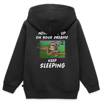 dormir - Sweat Premium à capuche zippé enfant bio - noir - Dos - AI Model Kid Male (0cm)