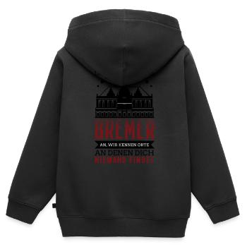 Bremen - Bremer - Kinder Premium Organic Zip Hoodie - Schwarz - Hinten - AI Model Kid Male (0cm)