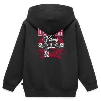 Viking danois - Sweat Premium à capuche zippé enfant bio - noir - Dos - AI Model Kid Male (0cm)