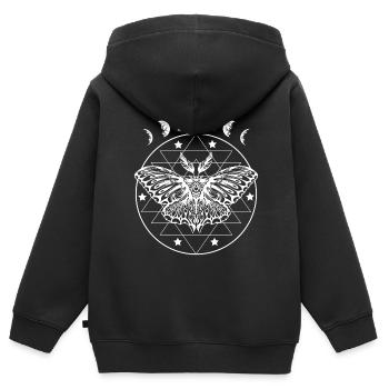 Mitte avec des phases lunaires Fantaisie gothique - Sweat Premium à capuche zippé enfant bio - noir - Dos - AI Model Kid Male (0cm)