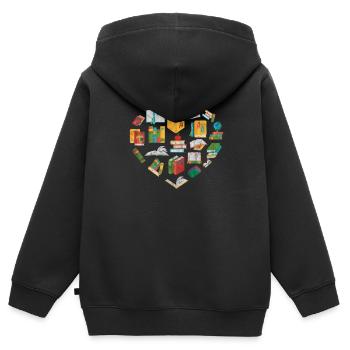 Lire - Sweat Premium à capuche zippé enfant bio - noir - Dos - AI Model Kid Male (0cm)