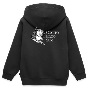 Cogito Ergo Sum - Latein Spruch von Descartes - Kinder Premium Organic Zip Hoodie - Schwarz - Hinten - AI Model Kid Male (0cm)