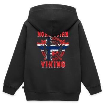 Norwegischer Wikinger - Kinder Premium Organic Zip Hoodie - Schwarz - Hinten - AI Model Kid Male (0cm)