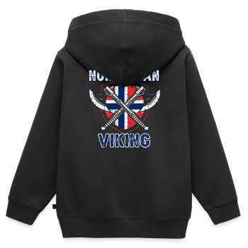 Norwegischer Wikinger - Kinder Premium Organic Zip Hoodie - Schwarz - Hinten - AI Model Kid Male (0cm)