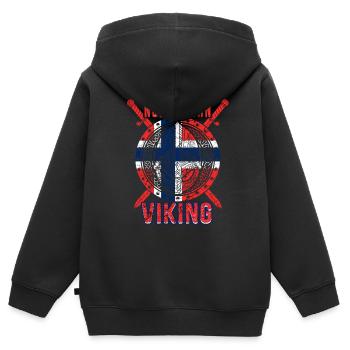 Norwegischer Wikinger - Kinder Premium Organic Zip Hoodie - Schwarz - Hinten - AI Model Kid Male (0cm)