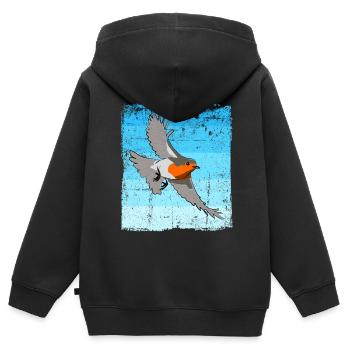 Observation des oiseaux Oiseaux Observation des oiseaux Oiseaux - Sweat Premium à capuche zippé enfant bio - noir - Dos - AI Model Kid Male (0cm)