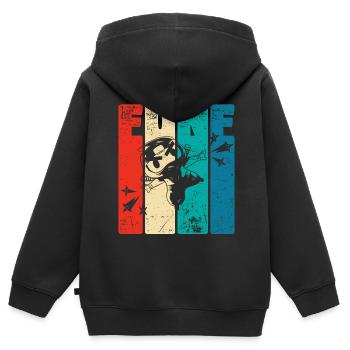 Rétro Cinq 5 ans 5 . Anniversaire Ninja Stars - Sweat Premium à capuche zippé enfant bio - noir - Dos - AI Model Kid Male (0cm)