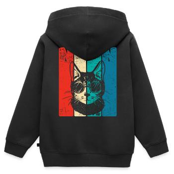 Retro Nine 9 years 9 . Birthday Cool Cat - Kids Premium Organic Zip-up Hoodie - black - Back - AI Model Kid Male (0cm)