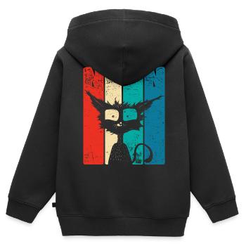 Retro Nine 9 years 9 . Birthday Funny Cat - Kids Premium Organic Zip-up Hoodie - black - Back - AI Model Kid Male (0cm)