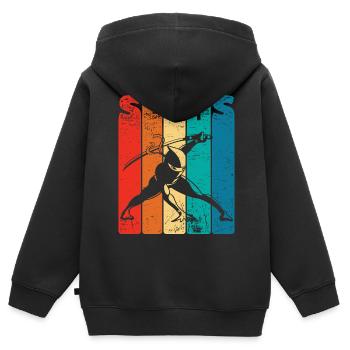 Retro Six 6 years 6 . Birthday Ninja - Kids Premium Organic Zip-up Hoodie - black - Back - AI Model Kid Male (0cm)