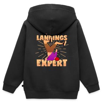 Unfall Experte Stunt Sturz Beinbruch Gefährlich - Kinder Premium Organic Zip Hoodie - Schwarz - Hinten - AI Model Kid Male (0cm)
