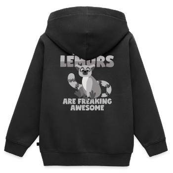 Lémuriens Madagascar Maki Vari Katta - Sweat Premium à capuche zippé enfant bio - noir - Dos - AI Model Kid Male (0cm)