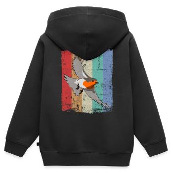 Observation des oiseaux Oiseaux Observation des oiseaux Oiseaux - Sweat Premium à capuche zippé enfant bio - noir - Dos - AI Model Kid Male (0cm)