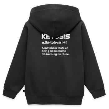 Régime céto - Sweat Premium à capuche zippé enfant bio - noir - Dos - AI Model Kid Male (0cm)