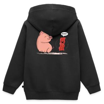 Bacon Dad Witz Liebhaber Piggy Pig Design - Kinder Premium Organic Zip Hoodie - Schwarz - Hinten - AI Model Kid Male (0cm)