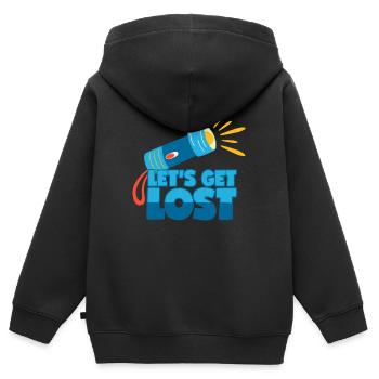 Let's Get Lost Urban Explorer Lost Places - Kinder Premium Organic Zip Hoodie - Schwarz - Hinten - AI Model Kid Male (0cm)