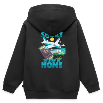 Reisen Spruch Urlaub Flugzeug Verreisen Abenteuer - Kinder Premium Organic Zip Hoodie - Schwarz - Hinten - AI Model Kid Male (0cm)