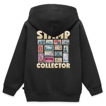 Briefmarkensammler Frankierte Briefe Post - Kinder Premium Organic Zip Hoodie - Schwarz - Hinten - AI Model Kid Male (0cm)