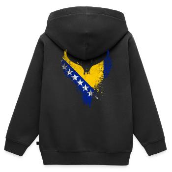Drapeau de Bosnie - Sweat Premium à capuche zippé enfant bio - noir - Dos - AI Model Kid Male (0cm)