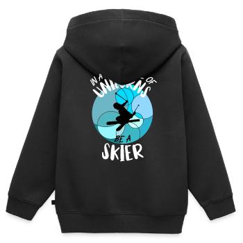Ski skiing Skiers Skiing Holidays - Kids Premium Organic Zip-up Hoodie - black - Back - AI Model Kid Male (0cm)
