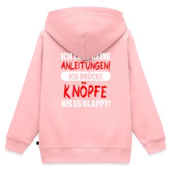 Ich lese keine Anleitungen! Ich drücke Knöpfe bis - Kinder Premium Organic Zip Hoodie - Rosa - Hinten - AI Model Kid Female (0cm)