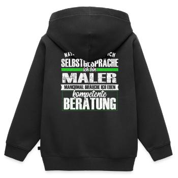 Maler Selbstgespräche Kompetente Beratung Lustig - Kinder Premium Organic Zip Hoodie - Schwarz - Hinten - AI Model Kid Male (0cm)