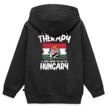 Ungarn - Kinder Premium Organic Zip Hoodie - Schwarz - Hinten - AI Model Kid Male (0cm)