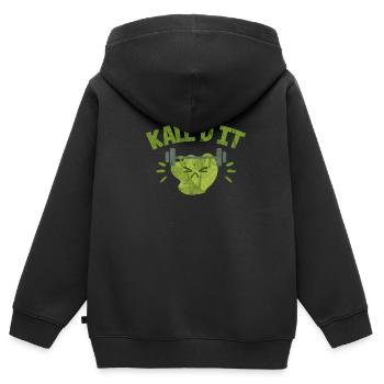 Chou frisé - Sweat Premium à capuche zippé enfant bio - noir - Dos - AI Model Kid Male (0cm)