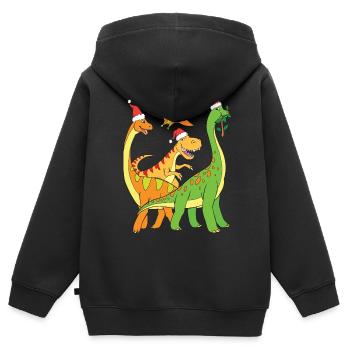 Dinosaurier Weihnachten Dino Weihnachtsmann T-Rex - Kinder Premium Organic Zip Hoodie - Schwarz - Hinten - AI Model Kid Male (0cm)