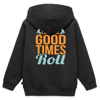 Inline skating - Kids Premium Organic Zip-up Hoodie - black - Back - AI Model Kid Male (0cm)