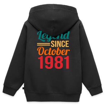 1981 - Kinder Premium Organic Zip Hoodie - Schwarz - Hinten - AI Model Kid Male (0cm)