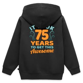 75. Geburtstag - Kinder Premium Organic Zip Hoodie - Schwarz - Hinten - AI Model Kid Male (0cm)