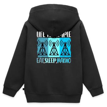 Amateur Radio Radio Radio Radio Radio Amateur Vintage - Sweat Premium à capuche zippé enfant bio - noir - Dos - AI Model Kid Male (0cm)
