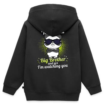 Sì, sono il Grande Fratello e mi prendo cura di Panda - Felpa Premium con cappuccio con zip bambino bio - nero - Retro - AI Model Kid Male (0cm)