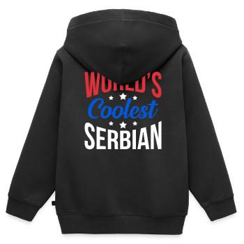 Serbien - Kinder Premium Organic Zip Hoodie - Schwarz - Hinten - AI Model Kid Male (0cm)