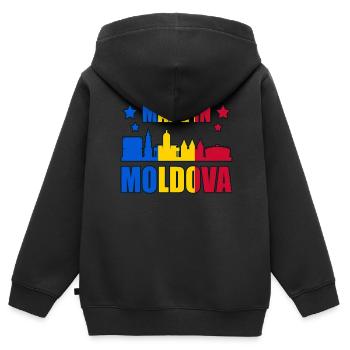 Moldawien - Kinder Premium Organic Zip Hoodie - Schwarz - Hinten - AI Model Kid Male (0cm)